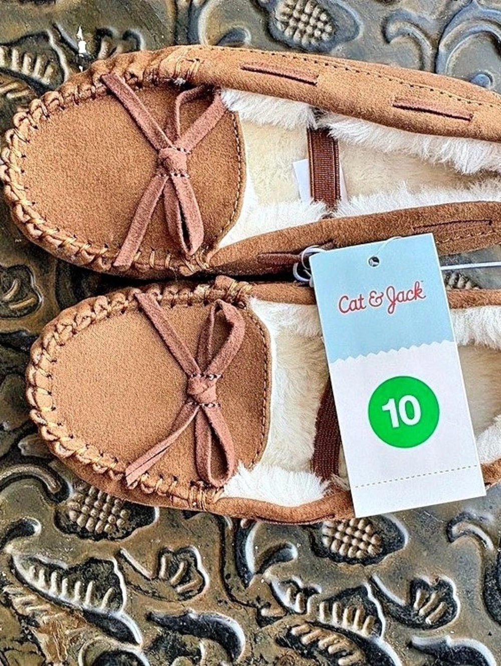 Cat & Jack Lionel Moccasin Slippers Brown US 10